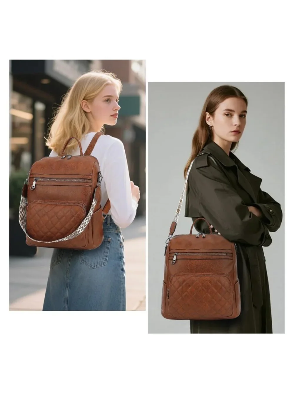 Large PU Leather Backpack Purse Anti-Theft Convertible Backpack